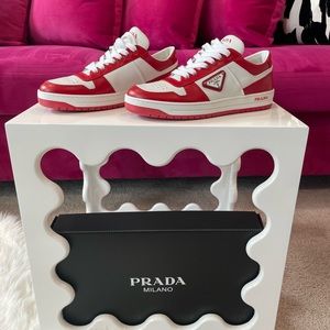PRADA downtown two-tone sneakers red and white